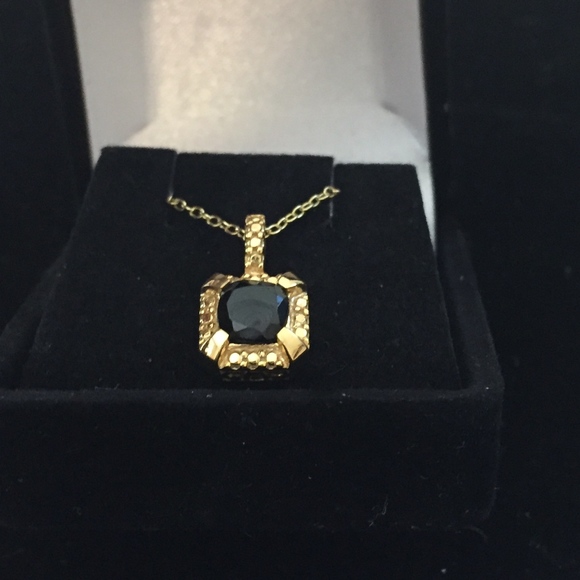 Black Spinel 18K Gold over Silver pendant Necklace - Picture 2 of 5